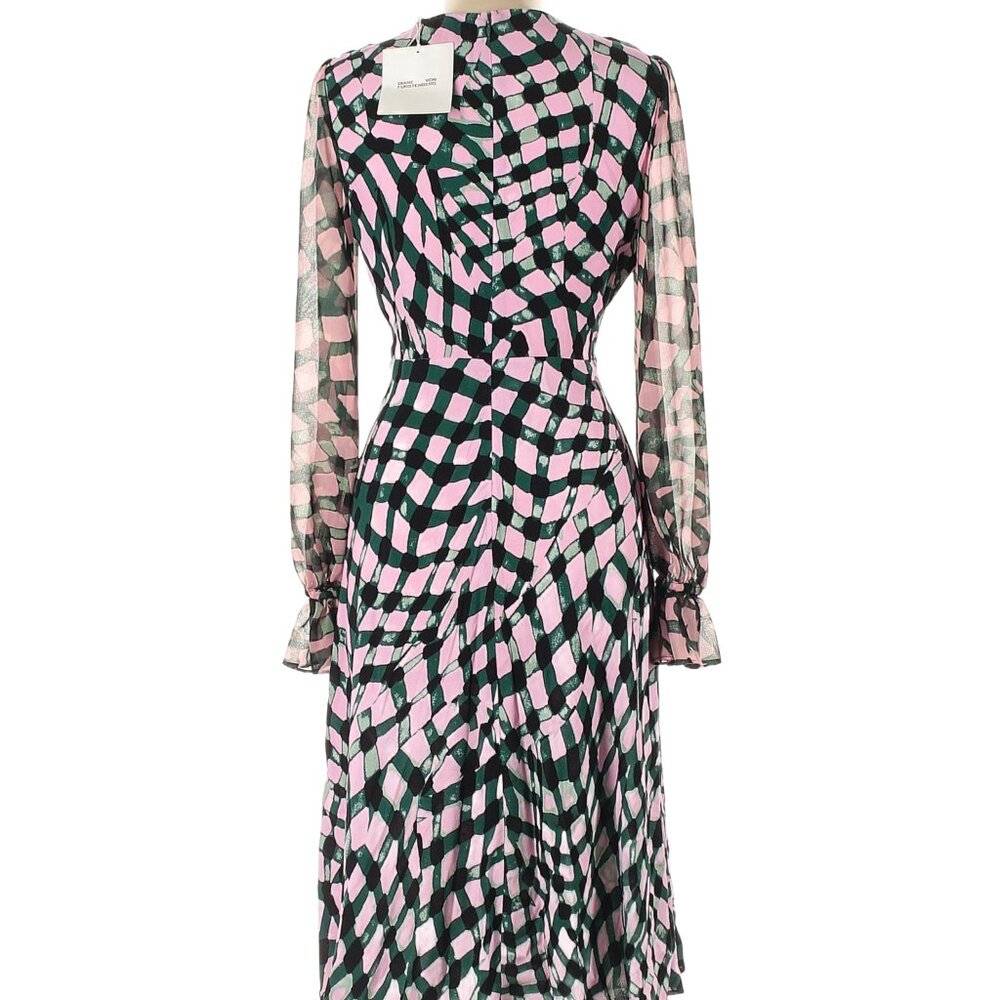 NWT DVF Diane von Furstenberg pink & green stripe dress, Size 6 - Picture 3 of 4